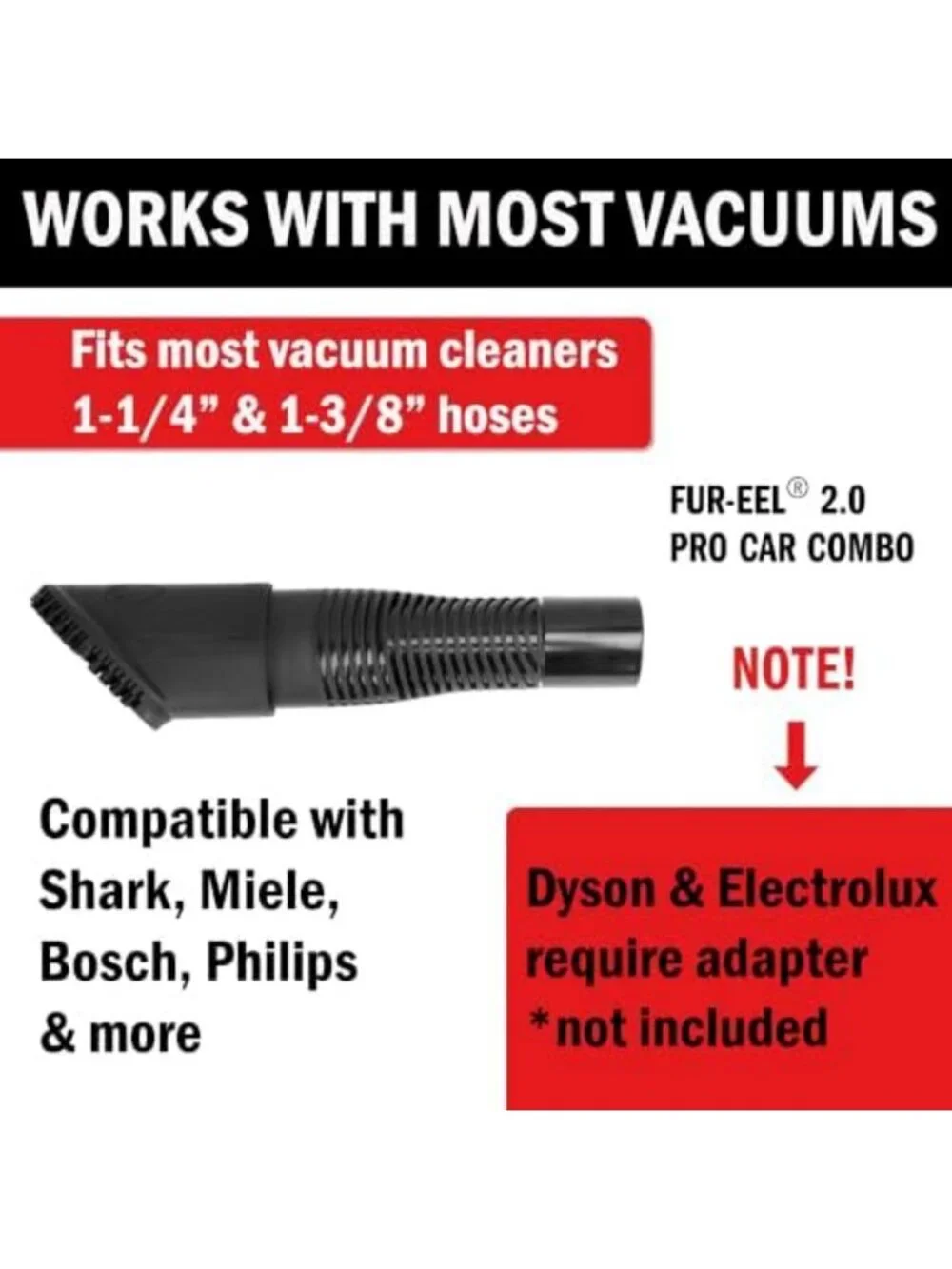 Pet Hair Vacuum Attachment - 2 Rubber Heads, Effective Pet Hair Remover Tool